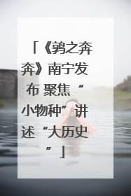 《鹑之奔奔》南宁发布 聚焦“小物种”讲述“大历史”