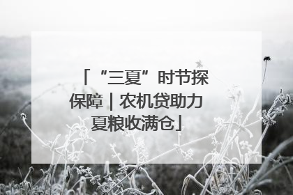 “三夏”时节探保障｜农机贷助力夏粮收满仓