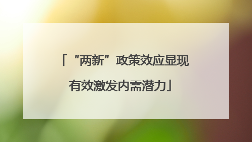 “两新”政策效应显现 有效激发内需潜力