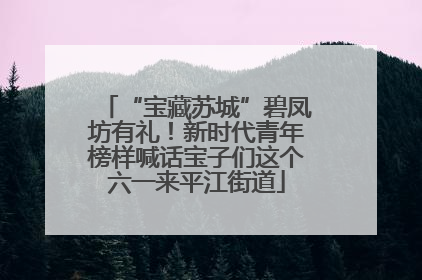 “宝藏苏城”碧凤坊有礼！新时代青年榜样喊话宝子们这个六一来平江街道