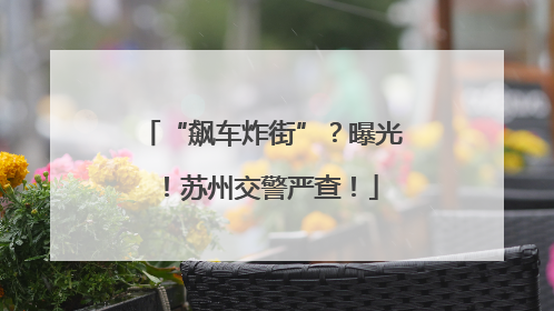 “飙车炸街”？曝光！苏州交警严查！