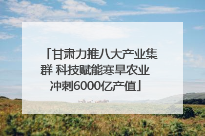 甘肃力推八大产业集群 科技赋能寒旱农业冲刺6000亿产值