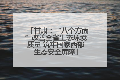 甘肃：“八个方面”改善全省生态环境质量 筑牢国家西部生态安全屏障