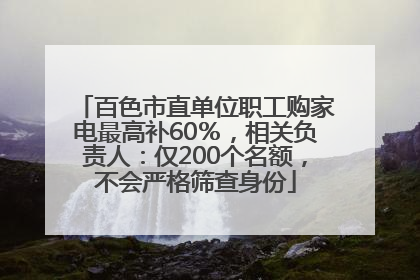 百色市直单位职工购家电最高补60％，相关负责人：仅200个名额，不会严格筛查身份