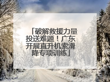 破解救援力量投送难题！广东开展直升机索滑降专项训练
