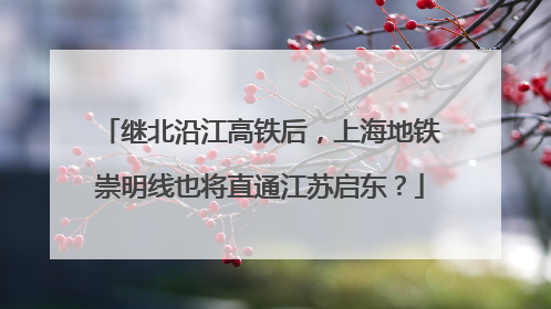 继北沿江高铁后，上海地铁崇明线也将直通江苏启东？