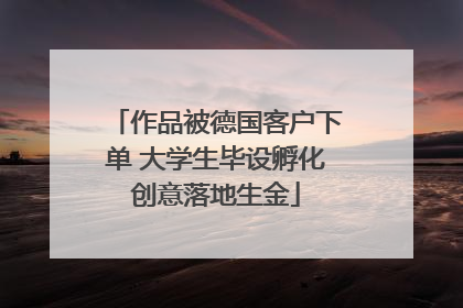 作品被德国客户下单 大学生毕设孵化创意落地生金