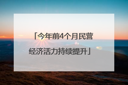 今年前4个月民营经济活力持续提升