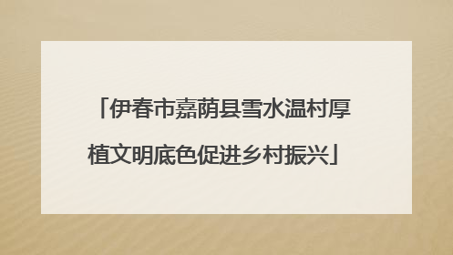 伊春市嘉荫县雪水温村厚植文明底色促进乡村振兴