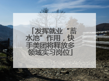 发挥就业“蓄水池”作用，快手美团将释放多领域实习岗位
