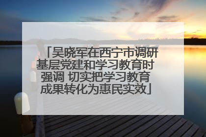 吴晓军在西宁市调研基层党建和学习教育时强调 切实把学习教育成果转化为惠民实效