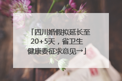 四川婚假拟延长至20+5天，省卫生健康委征求意见→