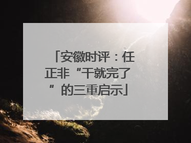 安徽时评：任正非“干就完了”的三重启示
