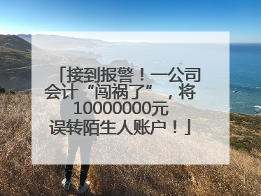 接到报警！一公司会计“闯祸了”，将10000000元误转陌生人账户！