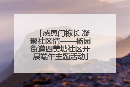 感恩门栋长 凝聚社区情——杨园街道四美塘社区开展端午主题活动
