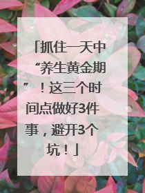 抓住一天中“养生黄金期”！这三个时间点做好3件事，避开3个坑！