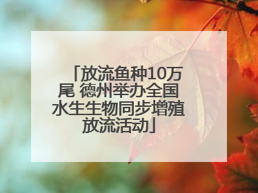 放流鱼种10万尾 德州举办全国水生生物同步增殖放流活动