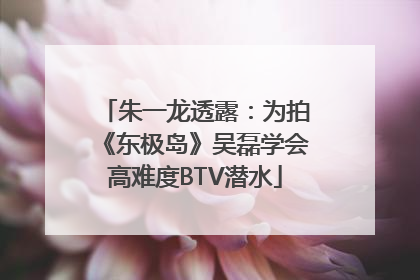 朱一龙透露：为拍《东极岛》吴磊学会高难度BTV潜水