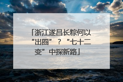浙江遂昌长粽何以“出圈”？“七十二变”中探新路
