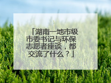 湖南一地市级市委书记与环保志愿者座谈，都交流了什么？
