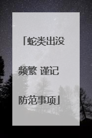 蛇类出没频繁 谨记防范事项