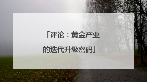 评论：黄金产业的迭代升级密码