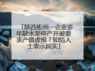 陕西彬州一企业多年缺水至停产并被要求产值虚报？知情人士表示属实