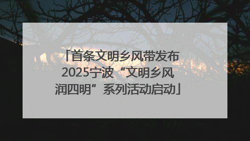 首条文明乡风带发布 2025宁波“文明乡风润四明”系列活动启动